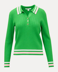 Lilly Pulitzer Suzette Sweater Polo in putting green x resort white - women's sweater - view 6