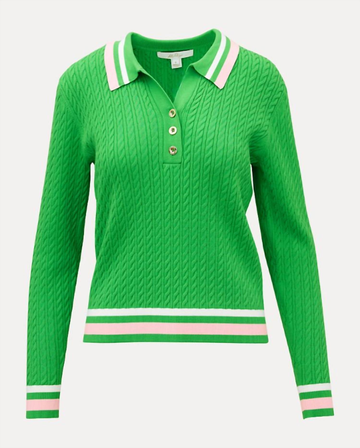 Lilly Pulitzer Suzette Sweater Polo in putting green x resort white - women's sweater - view 6
