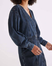 Etica - Mira Denim Wrap Mini Dress