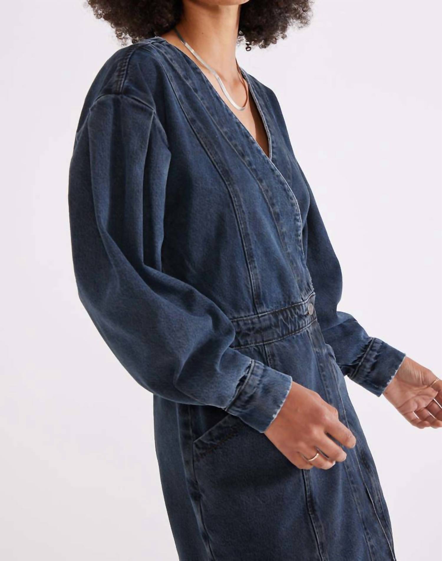 Etica - Mira Denim Wrap Mini Dress