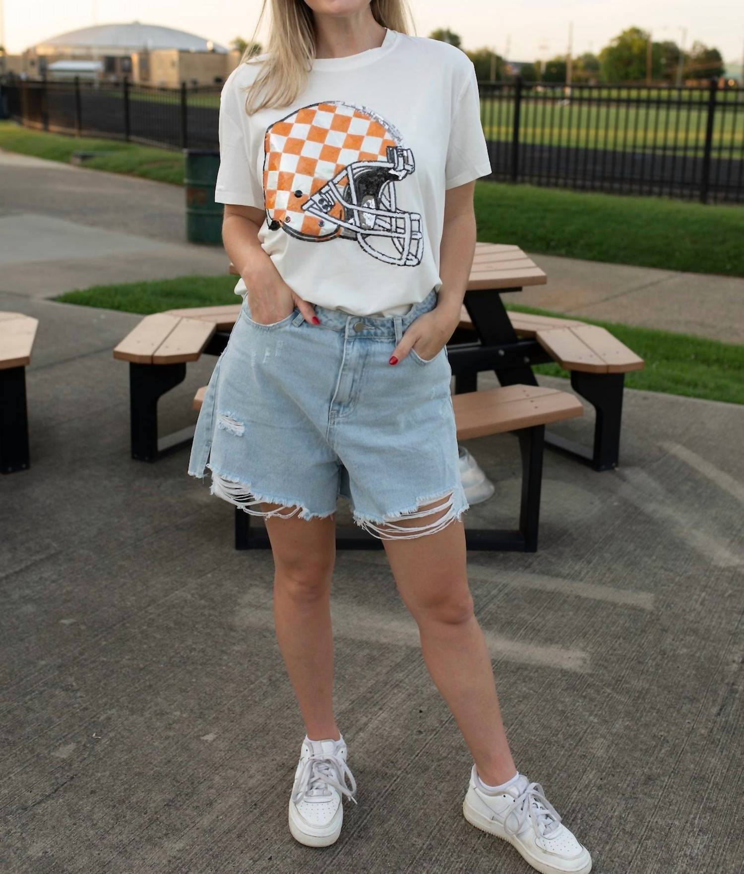 QUEEN OF SPARKLES Go Big Short Sleeve Tee in white - women's t-shirt - alternate view
