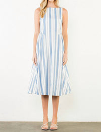 THML Perfect Striped Midi Dress in blue - women's dress