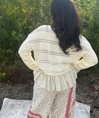 In February - Ruffle Hem Lightweight V-neck Sweater Top