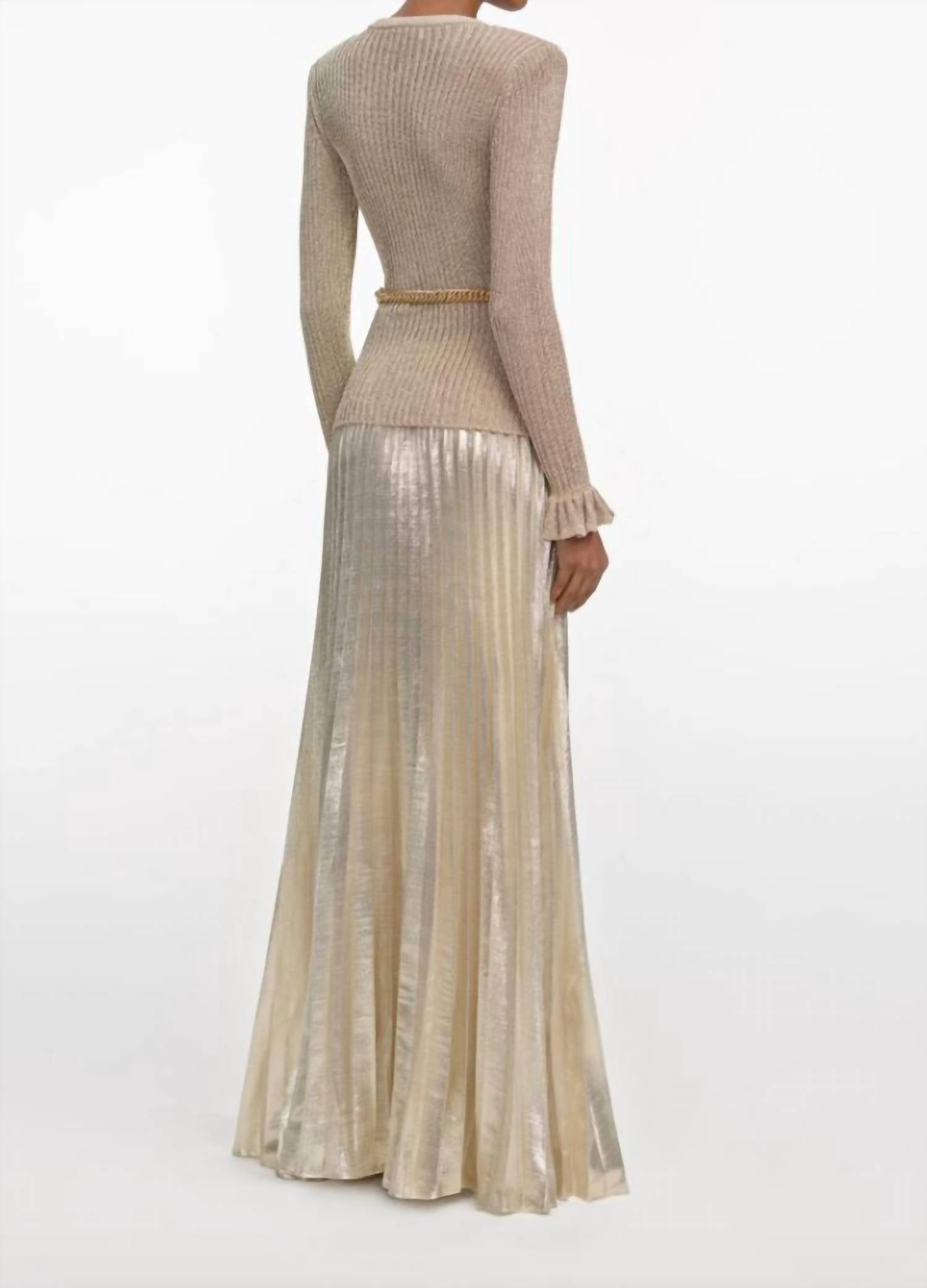 Self-Portrait - Lurex Ribbed Knit Maxi Dress