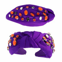 Sophia Collection - Halloween Tri Color Rhinestone Jeweled Knotted Headband