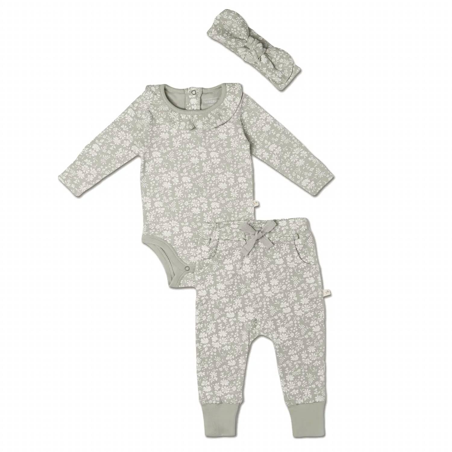 Makemake Organics - Girls Ruffle Onesie And Pants Set