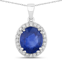 Diana M Jewels - Women's Oval Natural Ceylon Blue Sapphire Pendant Necklace (3.15 Ct) - Signature Plus