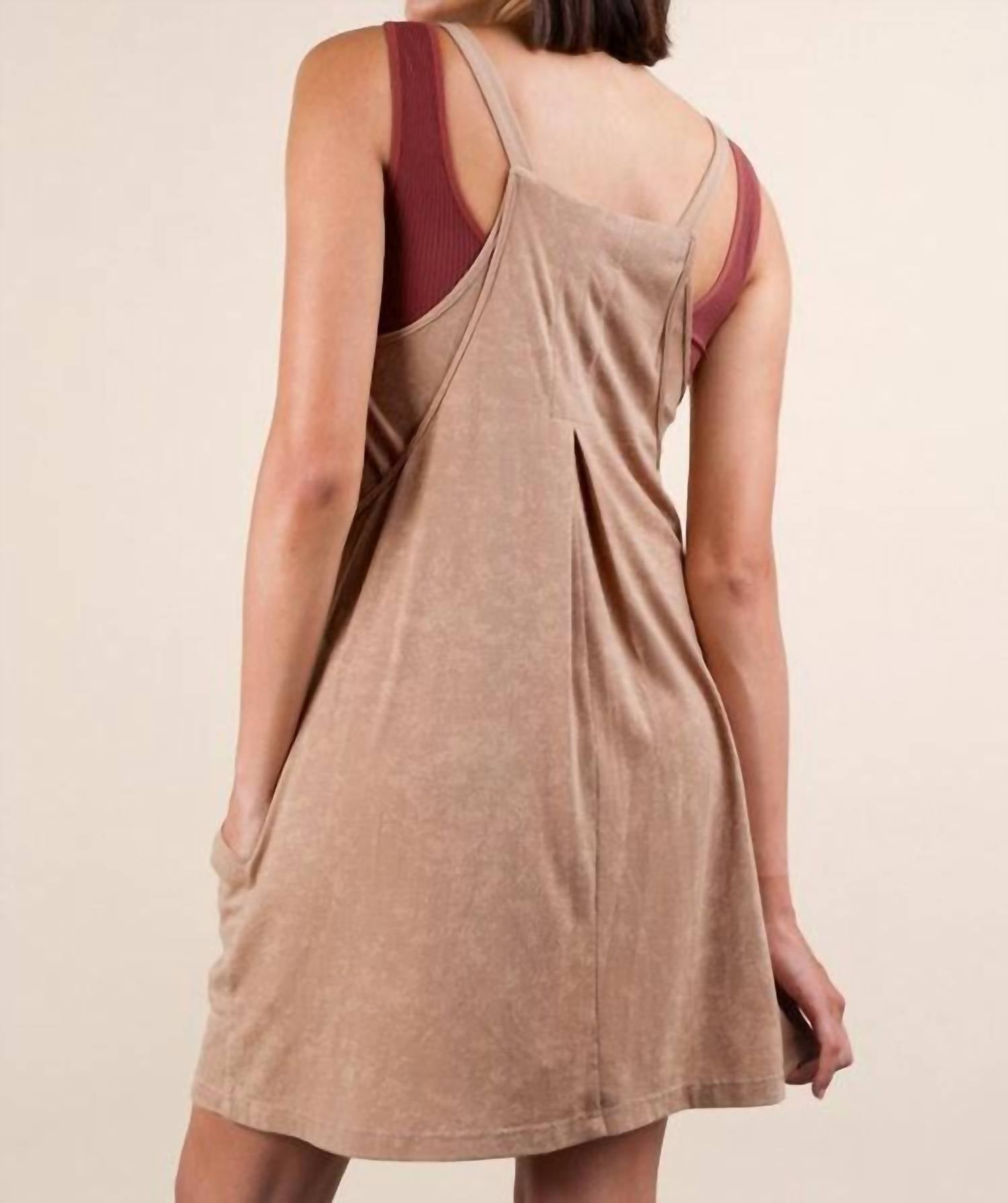 Very J - Mineral Washed Knit Mini Dress with Shorts Inside
