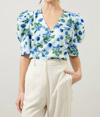 Sugarlips - Magnolis Floral Puff Sleeve Blouse