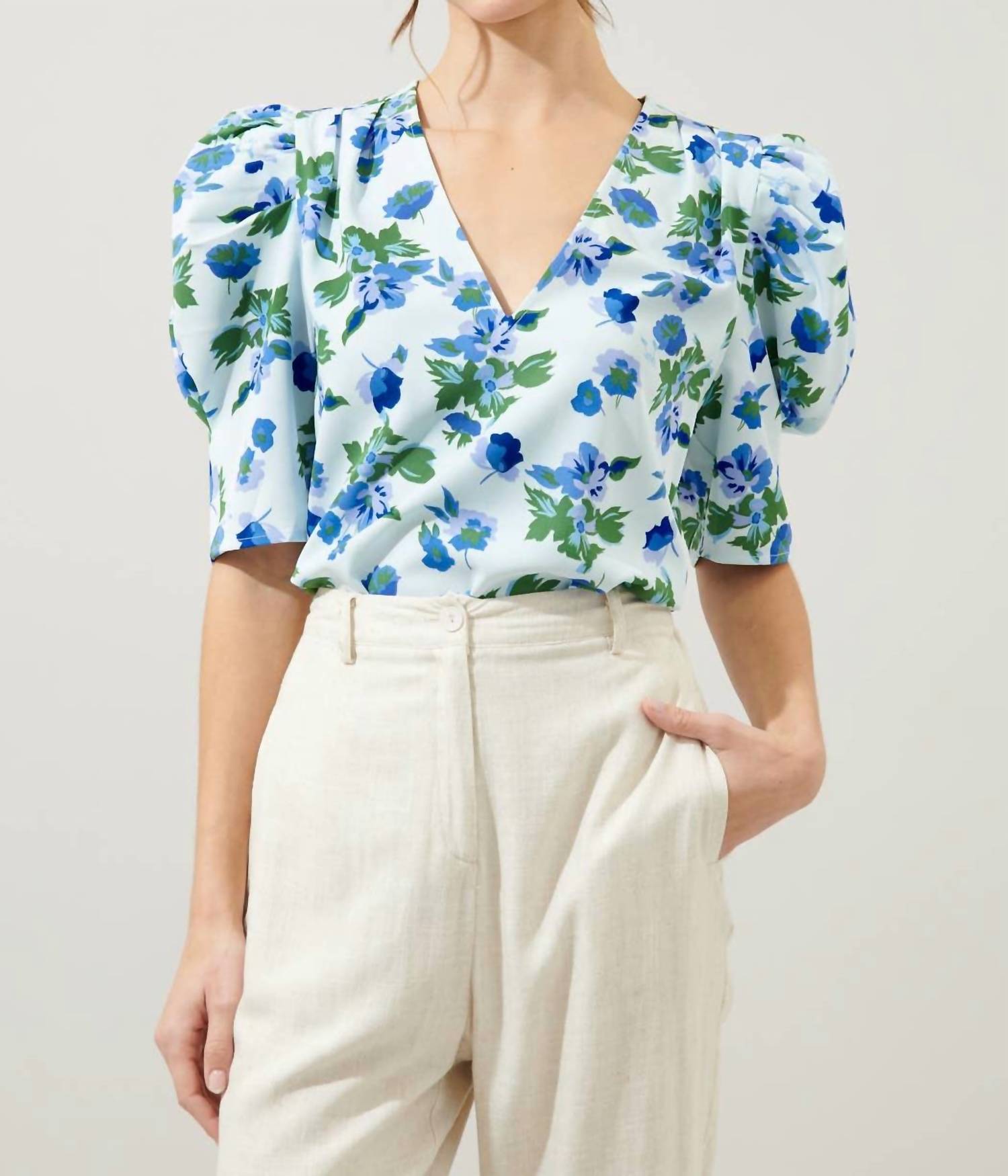 Sugarlips - Magnolis Floral Puff Sleeve Blouse
