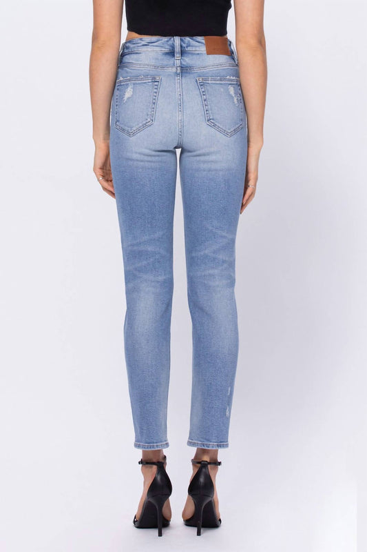 Hidden - High-rise Classic Distressed Mom Jean