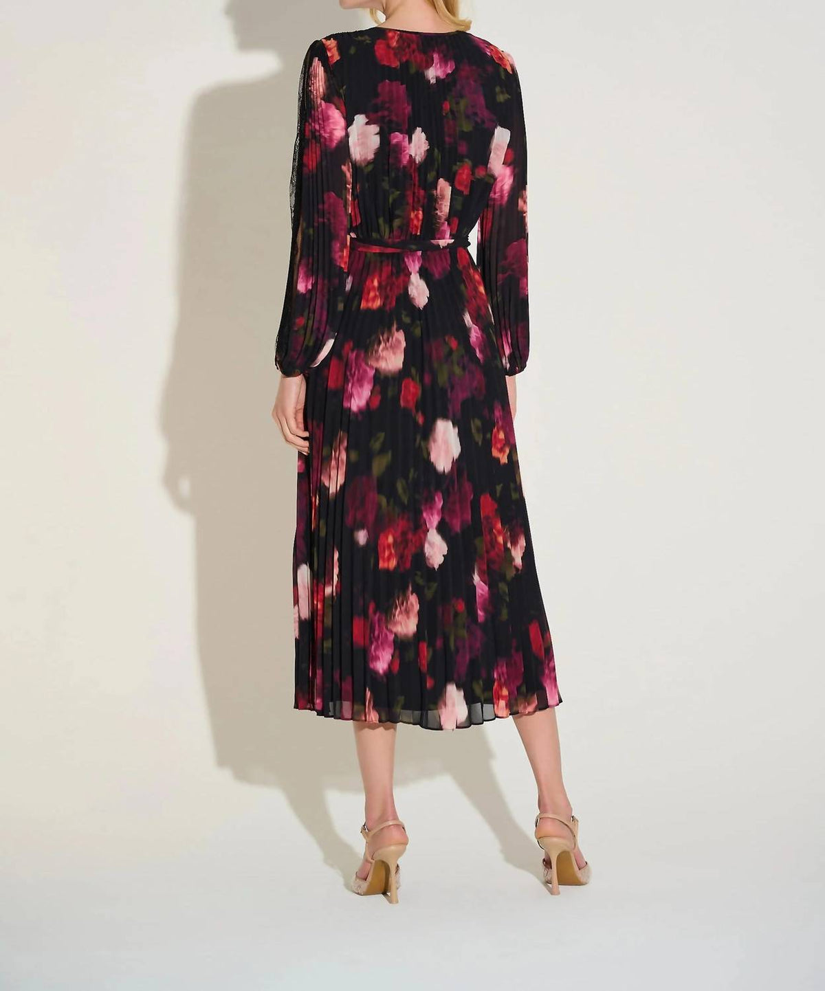 Joseph Ribkoff - Floral Pleated Chiffon Midi Wrap Dress