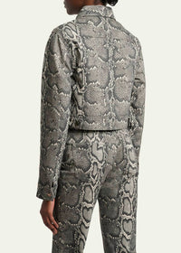 Gabriela Hearst - Bronte Snakeskin-print Crop Denim Jacket