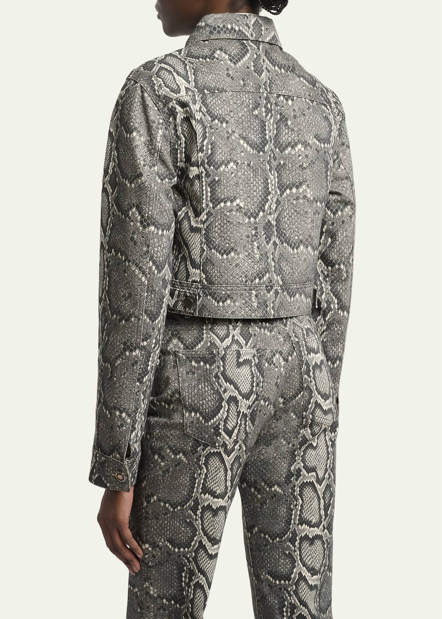 Gabriela Hearst - Bronte Snakeskin-print Crop Denim Jacket