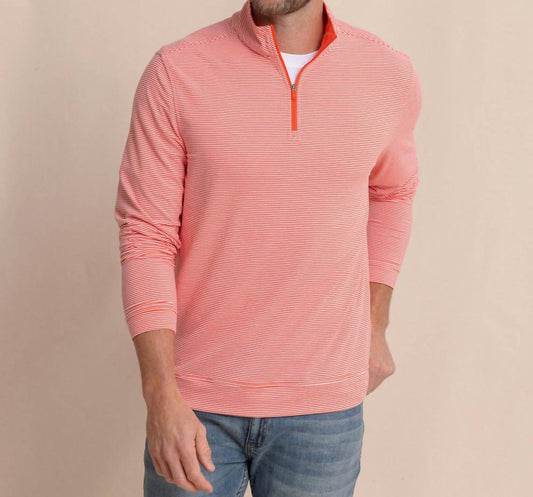 Southern Tide - Cruiser Micro-stripe Heather Quarter Zip Top