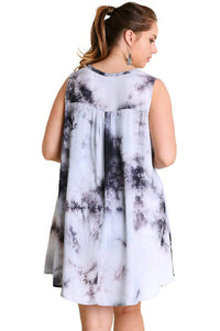 Umgee - Tie Dye Sleeveless Keyhole Dress - Plus