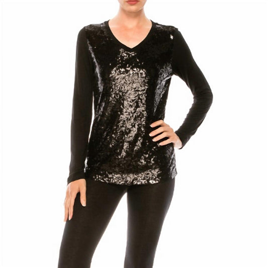 Women's Long Sleeve Sequin T-Shirt Top