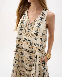 Joseph Ribkoff - Linen Scarf Print Maxi A-line Dress
