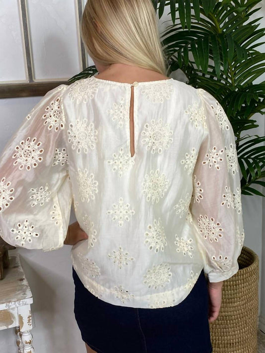 Jodifl - Crewneck Eyelet Blouse