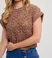 Bluivy - Short Sleeve Cropped Knit Sweater