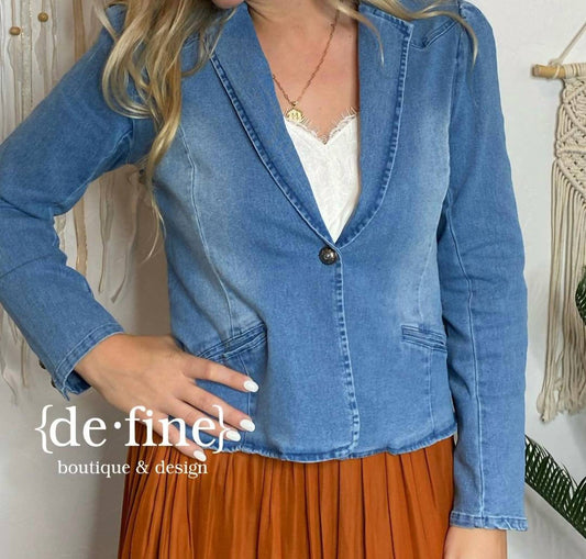 Kori - Soft Washed Denim Blazer