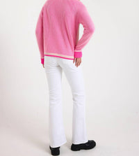 Brodie Cashmere Irene Cashmere Jumper in quartz pink - women's cardigan - detail view