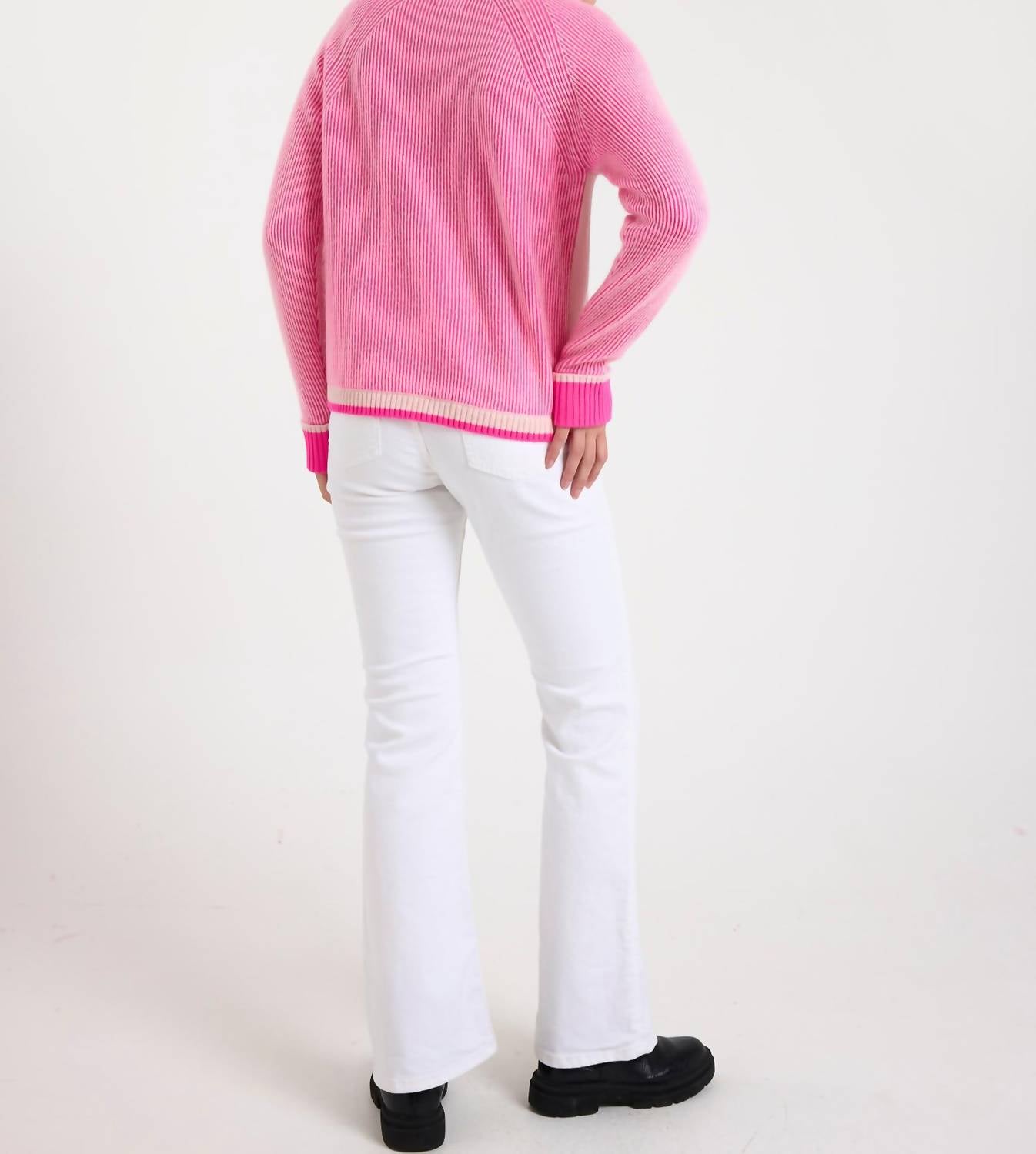 Brodie Cashmere Irene Cashmere Jumper in quartz pink - women's cardigan - detail view