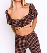 Le Lis - Sheila Tie Puff Sleeve Crop Top
