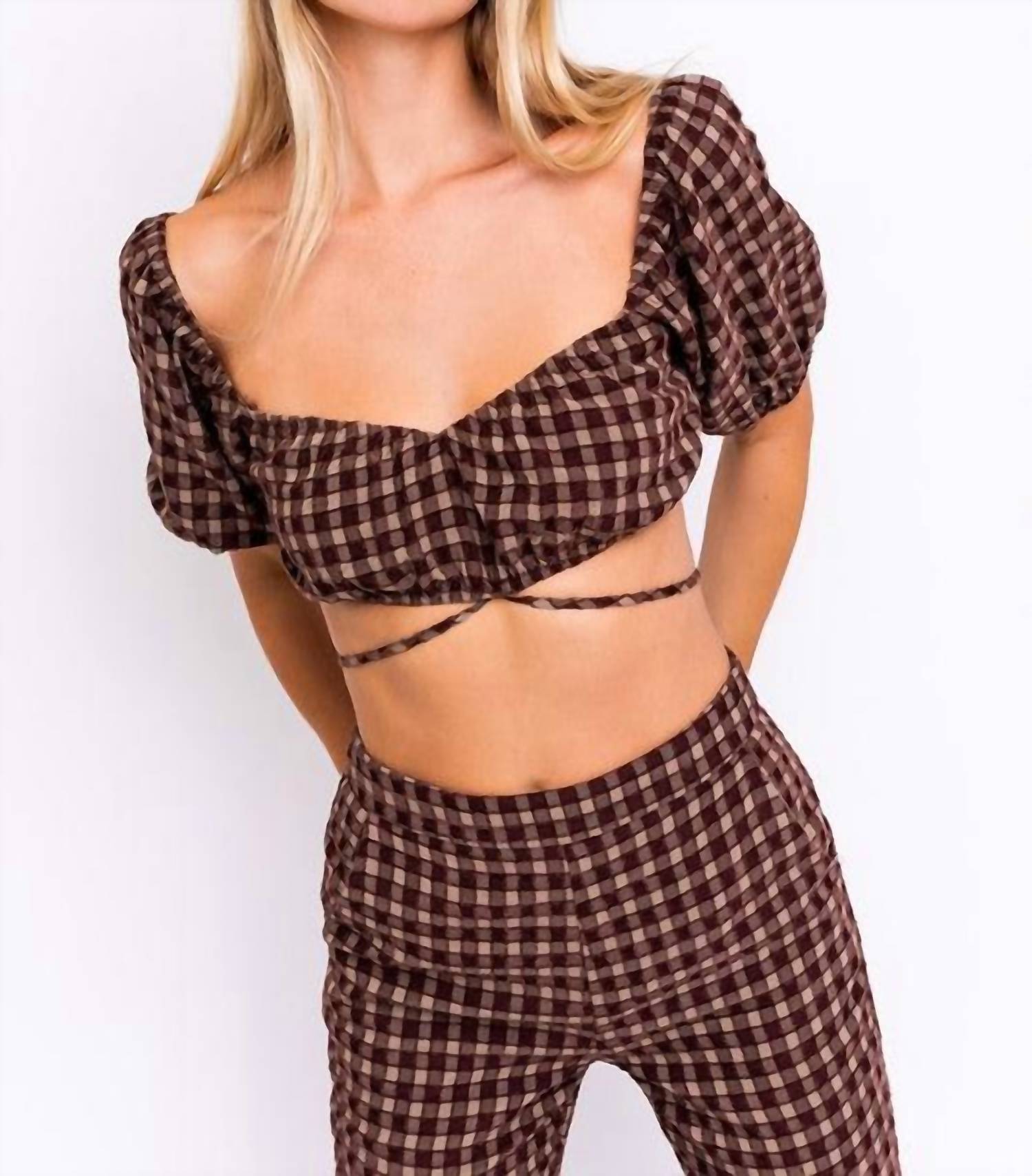 Le Lis - Sheila Tie Puff Sleeve Crop Top
