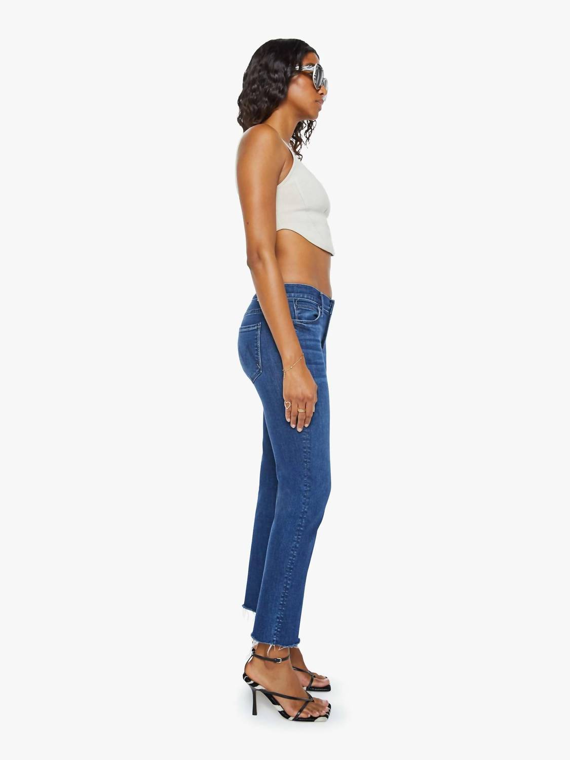 Mother - Mid Rise Dazzler Ankle Fray Straight Leg Jeans