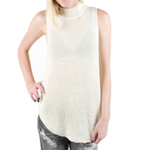 Women Bittersweet Chunky Wool Mock Neck Tunic Sweater Top