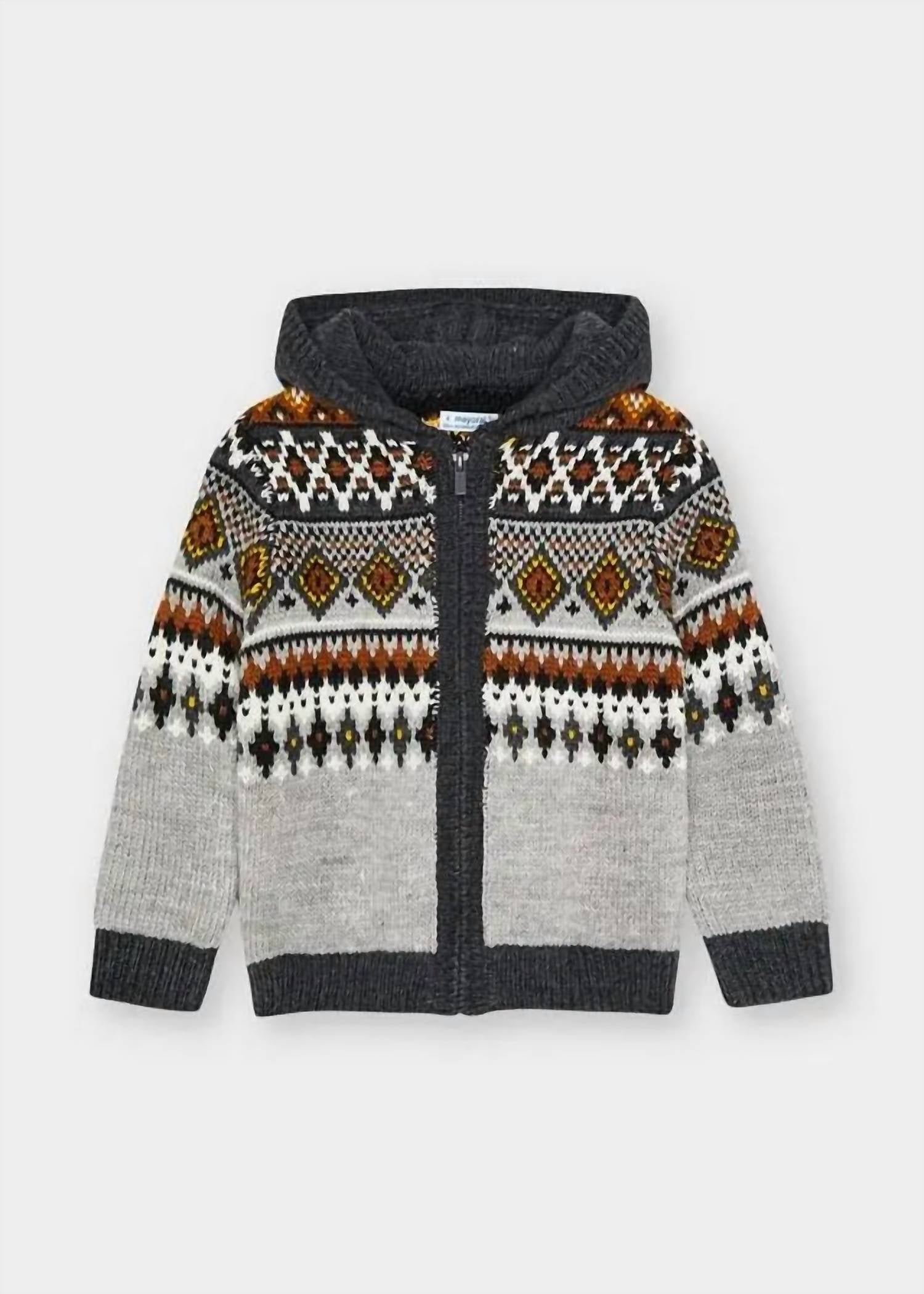 Mayoral ZIP KNIT HOODY in grey - kids' shirt - detail view