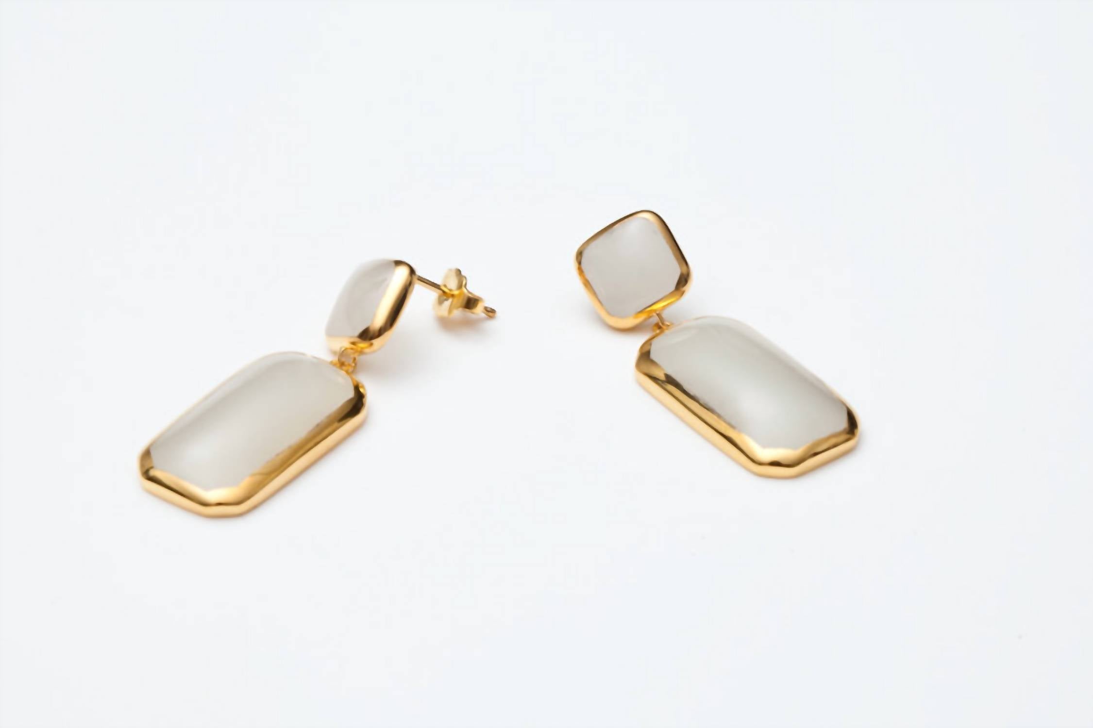 Avenue Chic - Women's Geometric Double Drop Flat Earrings