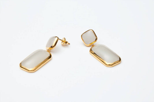 Avenue Chic - Women's Geometric Double Drop Flat Earrings