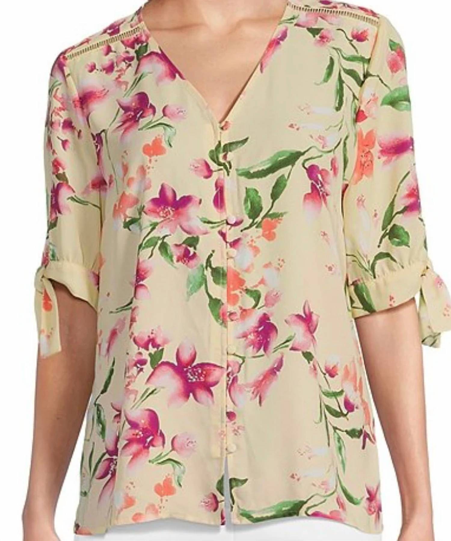 Investments - Floral V-neck Blouse