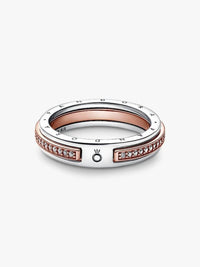 Pandora - Women's Signature Two Tone Logo & Pave Ring