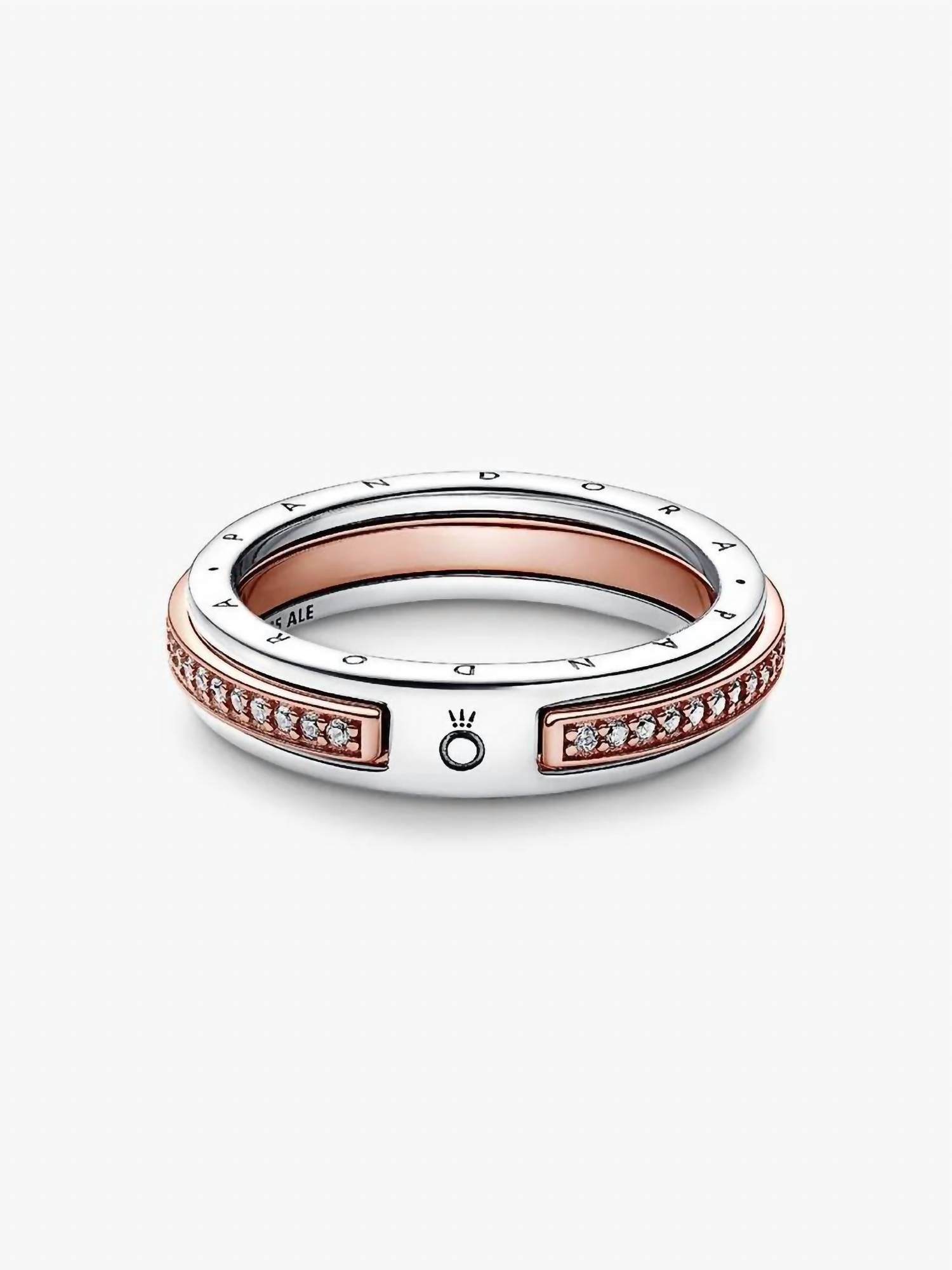 Pandora - Women's Signature Two Tone Logo & Pave Ring