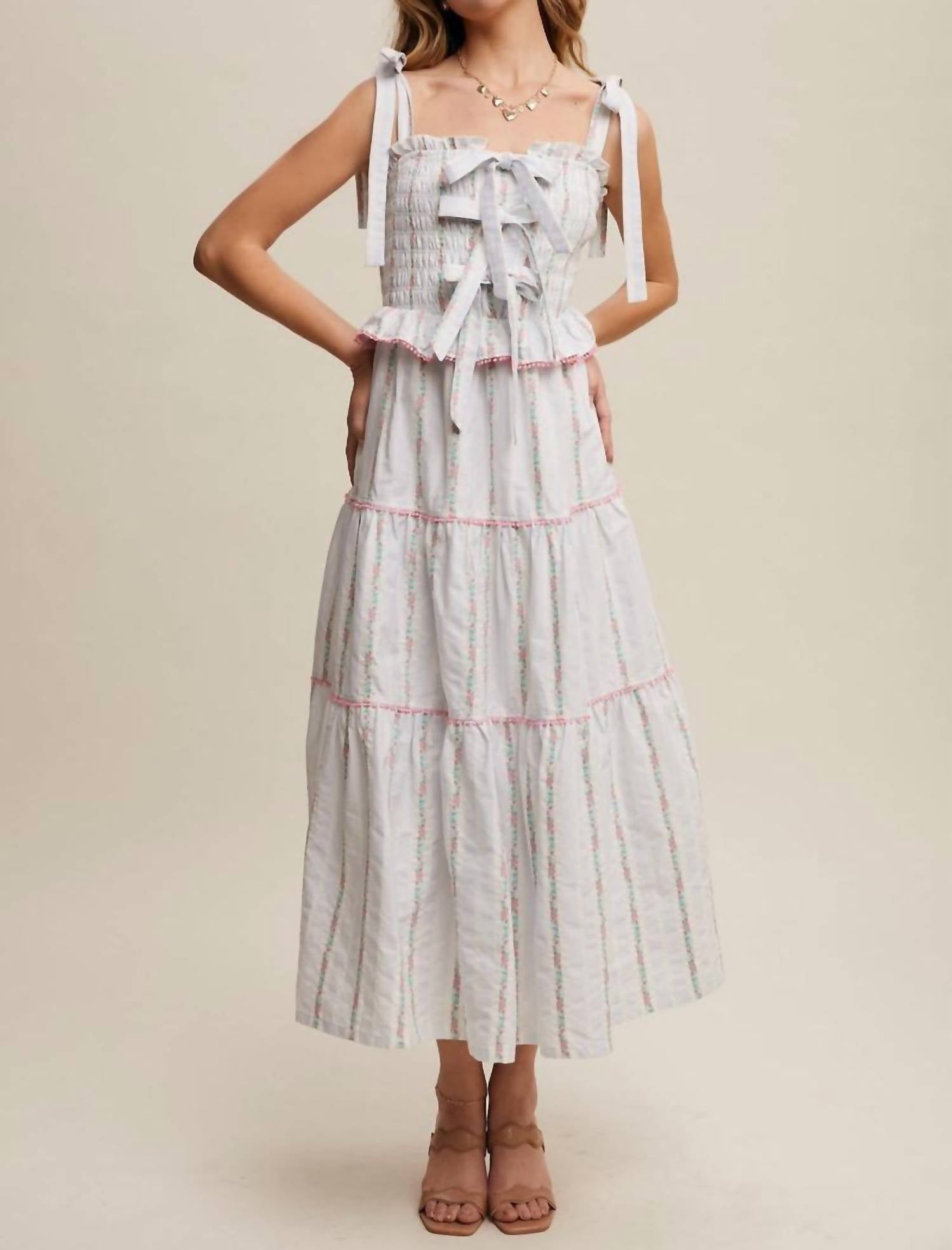 Listicle - Lovie Tiered Floral Embroidered Maxi Dress