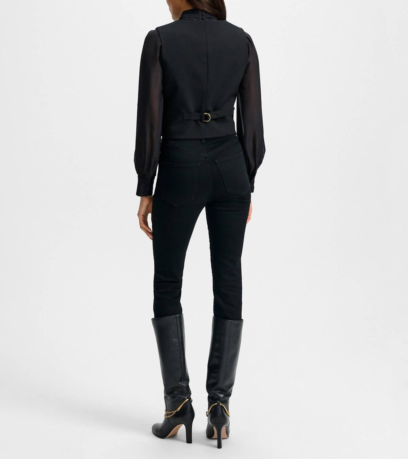 Veronica Beard Morris Wool Vest in black - women's jacket - alternate view