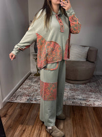 Easel - Piper Floral Patchwork Terry Knit Set