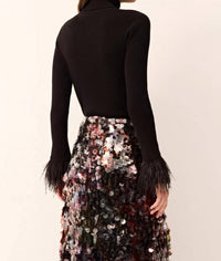 Marie Oliver - Tucker Feather-trimmed Cuffs Top