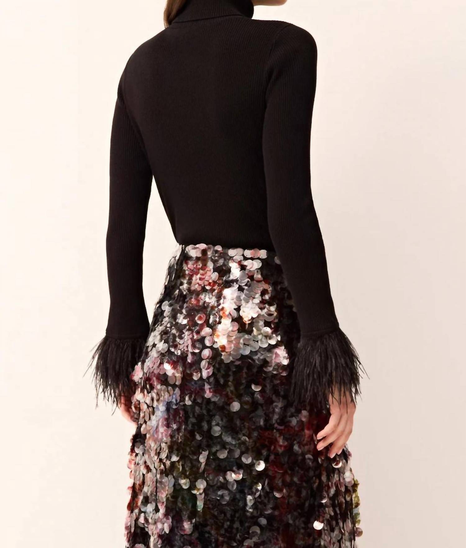 Marie Oliver - Tucker Feather-trimmed Cuffs Top