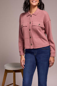 Tribal - WOMEN'S CROP KNIT SHACKET WITH PATCH POCKETS