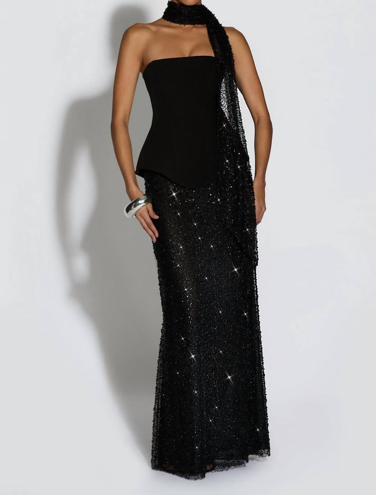 Babyboo Allaire Sequin Mesh Maxi Skirt in black - women's skirt - view 6