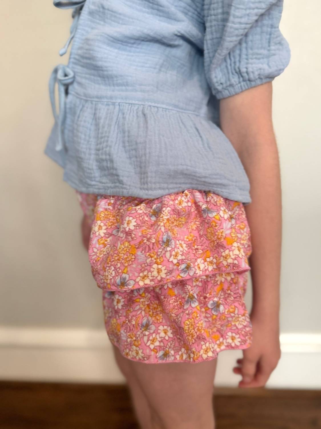 T2Love - Girls' Smocked Side Ruffle Shorts