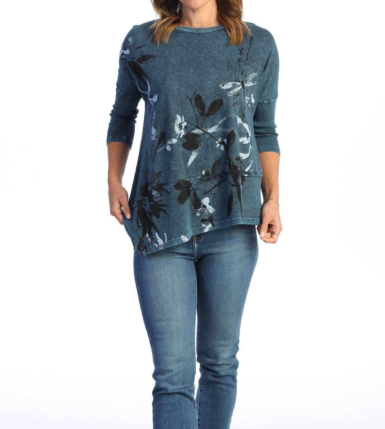 Jess & Jane - Playtime Mineral Washed Dolman Sleeve Cotton Top - Plus