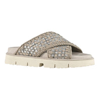 Mou - Women's Criss-cross Bio Denim And Sequins Sandals
