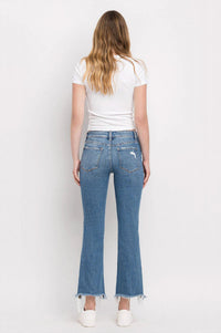 Flying Monkey - Mid-rise Destructed Hem Crop Bootcut Jeans