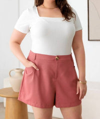 Tasha Apparel Misty High Rise Soft Shorts in dusty rose - women's shorts