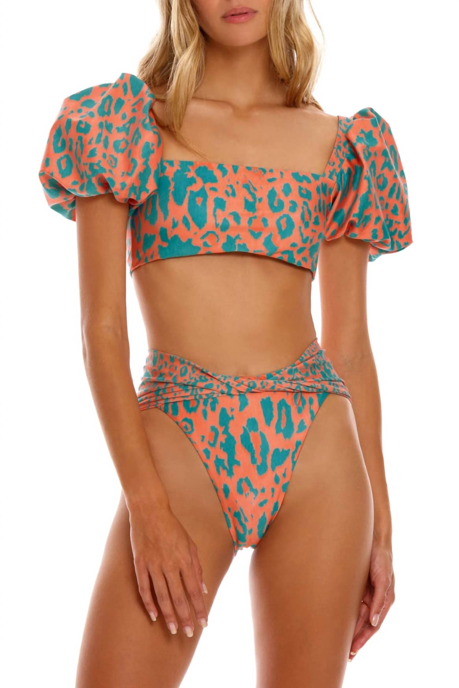 AGUA BENDITA Womens Calista Balam Bikini Top in orange - women's swimwear